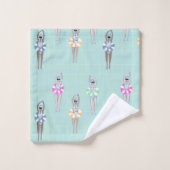 ブルーモダン芸術的泳ぐ人プール バスタオルセット (ウォッシュタオル)