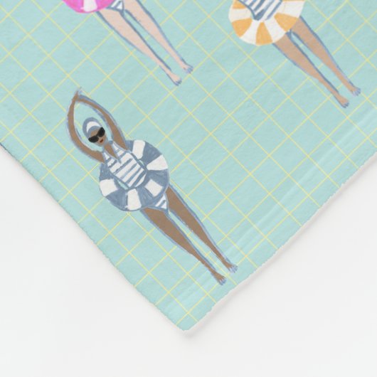 ブルーモダン芸術的泳ぐ人プール フリースブランケット (角)