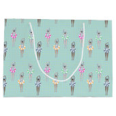 ブルーモダン芸術的泳ぐ人プール ラージペーパーバッグ (裏面)