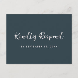 ブルーモダン赤面出欠トレンディースクリプトメニュー選択 インビテーションポストカード