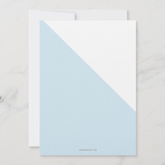 ブルーモダン金ゴールドの第1誕生日《キリスト教》洗礼式や命名式 招待状 (裏面)