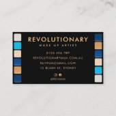 ブルーモダン金ゴールドアイシャドウパレートメイクアップアーティスト 予約カード (裏面)