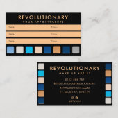 ブルーモダン金ゴールドアイシャドウパレートメイクアップアーティスト 予約カード (正面/裏面)