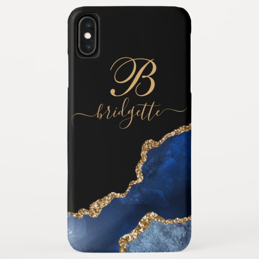 ブルーモダン金ゴールドアゲートトートバッグ Case-Mate iPhoneケース (裏面)