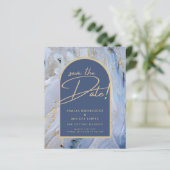 ブルーモダン金ゴールドアゲートマーブルアー結婚チズ (スタンド正面)