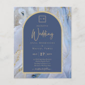 ブルーモダン金ゴールドアゲートマーブルアー結婚チズ (正面)