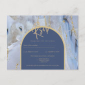 ブルーモダン金ゴールドアゲートマーブルアー結婚チズ ポストカード (正面)