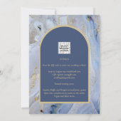 ブルーモダン金ゴールドアゲートマーブルアー結婚チズ 招待状 (裏面)