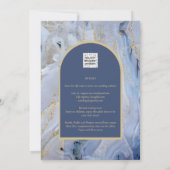 ブルーモダン金ゴールドアゲートマーブルアー結婚チズ 招待状 (裏面)