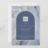 ブルーモダン金ゴールドアゲートマーブルアー結婚チズ 招待状 (裏面)