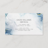 ブルーモダン金ゴールドアートリキッドウォーター色 名刺 (裏面)