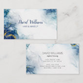 ブルーモダン金ゴールドアートリキッドウォーター色 名刺 (正面/裏面)