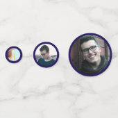 ブルーモダン金ゴールドエレガント写真卒業パーティー コンフェッティ (裏面)