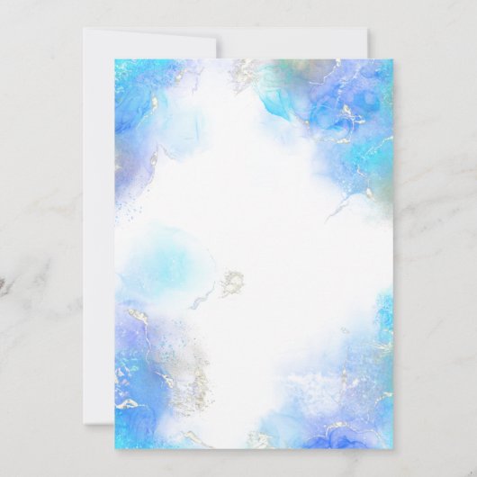 ブルーモダン金ゴールドガーリートレンディースウィート16招待状 招待状 (裏面)