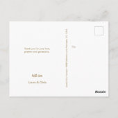 ブルーモダン金ゴールドクロスカスタム男の赤ちゃんバプテスマ ポストカード (裏面)