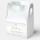 ブルーモダン金ゴールドクロスサンキューボーイ《キリスト教》洗礼式や命名式 フェイバーボックス (オープン)