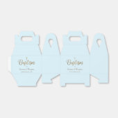 ブルーモダン金ゴールドクロスバプテスマ男の赤ちゃんありがとう フェイバーボックス (折り畳みなし)