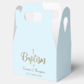 ブルーモダン金ゴールドクロスバプテスマ男の赤ちゃんありがとう フェイバーボックス (オープン)