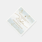 ブルーモダン金ゴールドクロスボーイバプテスマ スタンダードカクテルナプキン (角)