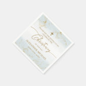 ブルーモダン金ゴールドクロスボーイ《キリスト教》洗礼式や命名式 スタンダードカクテルナプキン (角)