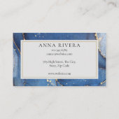 ブルーモダン金ゴールドグリッターアゲートプロフェッショナル 名刺 (裏面)