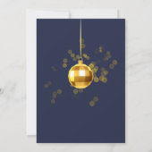 ブルーモダン金ゴールドグリッターオーナメントクリスマスパーティー 招待状 (裏面)