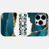 ブルーモダン金ゴールドグリッターパーソナライズされた卒業 Case-Mate iPhoneケース (裏面 (横))