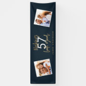 ブルーモダン金ゴールドシンプルスクリエレガントプト 横断幕 (縦)