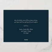 ブルーモダン金ゴールドタイポグラフィハッピーホリデーズフォト 箔シーズンカード (裏面)