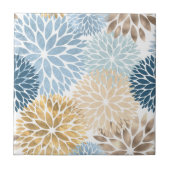 ブルーモダン金ゴールドダリアフローラ タイル (正面)