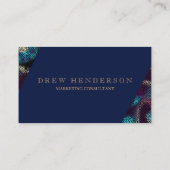 |ブルーモダン金ゴールドネオンプロフェッショナル 名刺 (裏面)