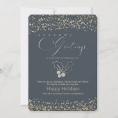 ブルーモダン金ゴールドビジネス季節のごあいさつ 招待状 (正面)