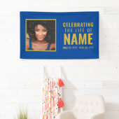 ブルーモダン金ゴールドフォトお祝いのライフ 横断幕 (インサイチュ)