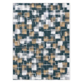 ブルーモダン金ゴールドブラウン白黒プレイド テーブルクロス (正面)