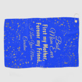 ブルーモダン金ゴールドプ最高のローファー母の日 ゴルフタオル (横)