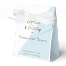 ブルーモダン金ゴールド男の赤ちゃんバプティスファースト誕生日