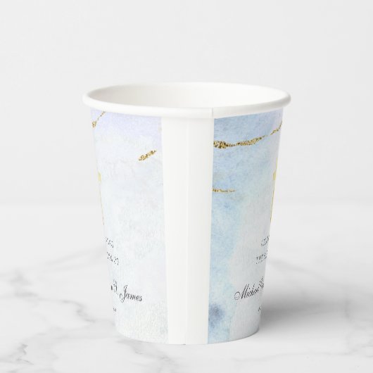 ブルーモダン金ゴールド署名洗礼《キリスト教》洗礼式や命名式 紙コップ (右)