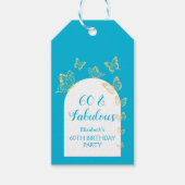ブルーモダン金ゴールド蝶の素晴らしい誕生日 ギフトタグ (正面)