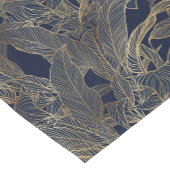 ブルーモダン金ゴールド観葉植物デザイン ショートテーブルランナー (コーナー)