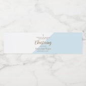 ブルーモダン金ゴールド《キリスト教》洗礼式や命名式スクリプト ペットボトルラベル (シングルラベル)