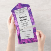 ブルーモダン銀河系抽象芸術アースタイリッシュ結婚ト オールインワン招待状 (貼ってはがせる)