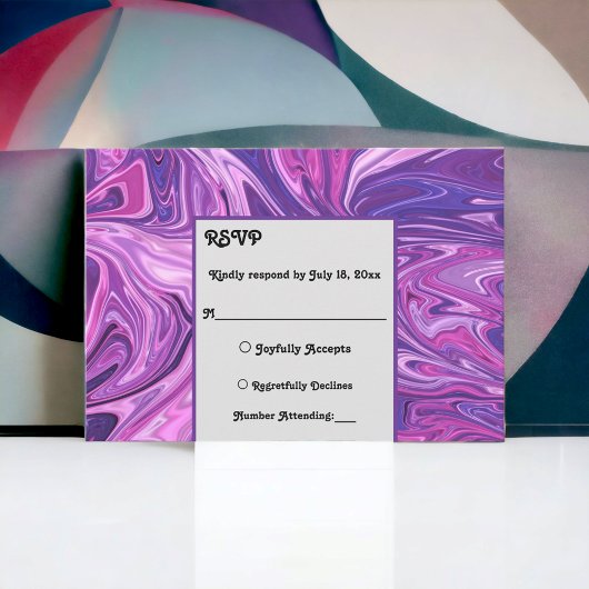 ブルーモダン銀河系抽象芸術アースタイリッシュ結婚ト 出欠カード