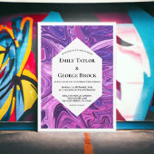 ブルーモダン銀河系抽象芸術アースタイリッシュ結婚ト 招待状