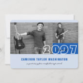 ブルーモダン2フォトブロックシンプル卒業パーティー 招待状 (正面)