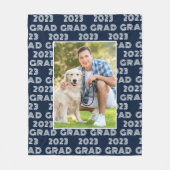 ブルーモダン2023グラッドフォトタイポグラフィ フリースブランケット (正面)