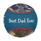 ブルーモダン3フォト最高のパパEVER BASBALL 野球ボール (裏面)