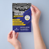 ブルーモダン&イエロースポーツジムマーケティング写真 チラシ (ハンドル)