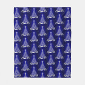 ブルーモダン&シルバーホリデーツリーモチーフ フリースブランケット (正面)