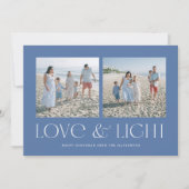 ブルーモダン ハヌカ 祝福と光 2枚の写真 シーズンカード (正面)