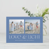 ブルーモダン ハヌカ 祝福と光 2枚の写真 シーズンカード (スタンド正面)